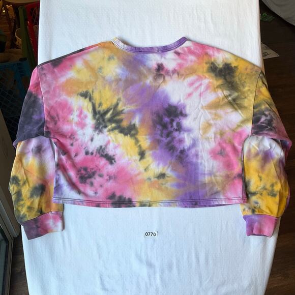 FOREVER 21 Women’s Long Sleeve Crop Sweatshirt size S, Tie Dye Purple & Pink - Picture 6 of 6